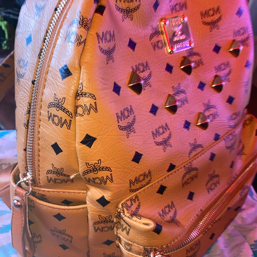MCM Tan and Gold Backpack